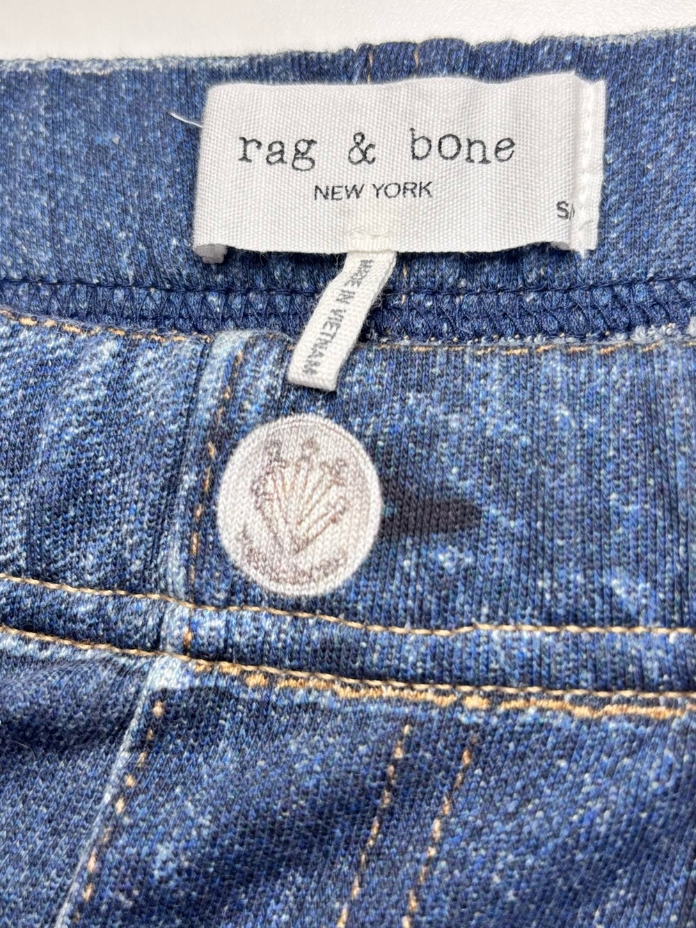 rag & bone Miramar Wide Leg Sweatpant Jeans Petra Blue Cotton Terry Small - Picture 10 of 16